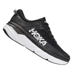 Hoka Bondi 7 Wide 2E Mens Road Running Shoes Black/White
