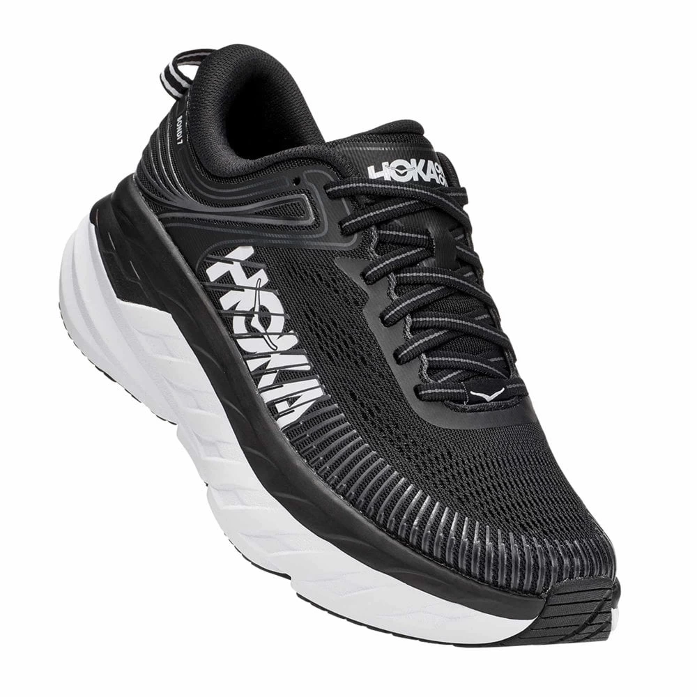 Hoka Bondi 7 Wide 2E Mens Road Running Shoes Black/White 5 Hoka Bondi 7 Wide 2E Mens Road Running Shoes Black/White - Image 3